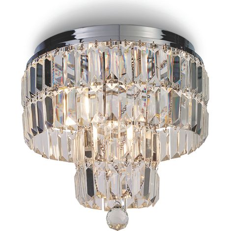 Lampadario Classico Impero Acciaio Cromo Vetro Trasparente 4 Luci E14 (1/5)
