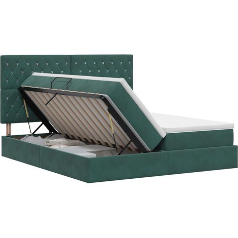 Maison Exclusive - Letto con Contenitore Verde Scuro 200 x 200 cm Velluto (1/5)