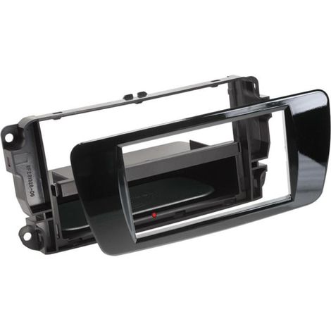 Kit Facade autoradio 2DIN compatible avec Seat Ibiza ap08 Avec vide poche Induction Qi Noir brillant