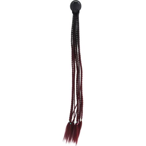 Casque de moto stylé avec attache de queue de cheval et ventouses - Noir, Vin Rouge (1/5)