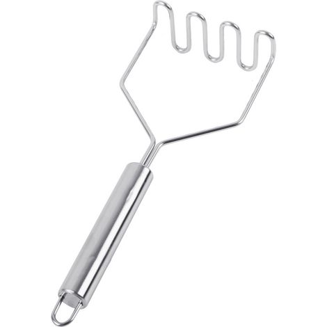 Presse-purée, presse-purée robuste en acier inoxydable poli miroir, ustensile de cuisine, presse-purée manuel, pour fruits et légumes, compatible lave-vaisselle (1/2)