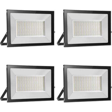 4pcs 150W 15000LM Projecteur LED Extérieur 6000K Blanc Froid Spot LED Extérieur IP65 Etanche Projecteur LED pour Terrasse Jardin Parc Garage Cour Entrée (1/5)