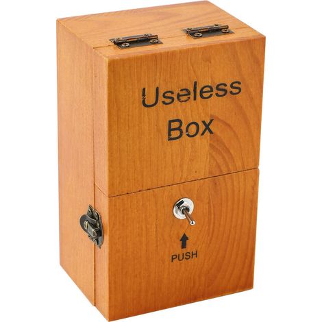 Useless Boring Box Wooden Self-Closing Box Creative Funny Prank Toys Desktop Decoration