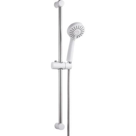 Ensemble de douche en acier inoxydable 70cm, 3 jets, hauteur réglable, blanc (1/5)