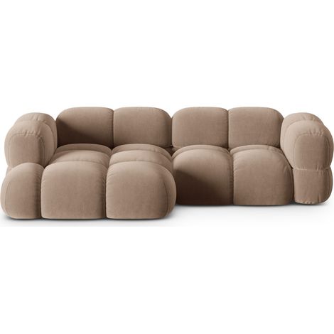 Canapé d'angle gauche 3 places en velours beige foncé (1/5)