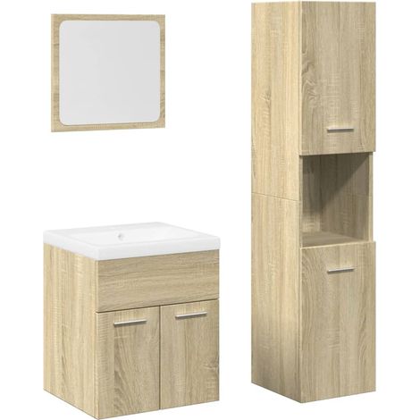 vidaXL Set Mobili da Bagno 4 pz Rovere Sonoma in Legno (1/5)