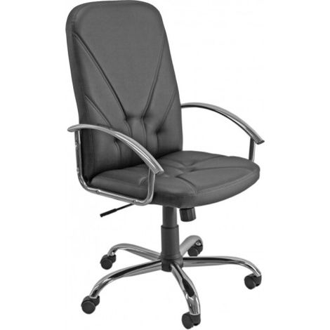 Saona fauteuil de direction en cuir noir avec base chromée unisit dnpc/kn