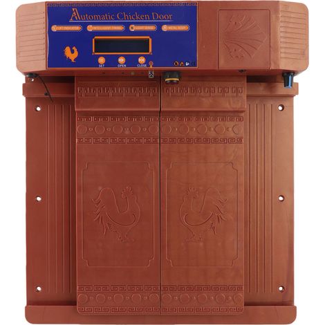Porte automatique à double battant pour poulailler avec alarme infrarouge anti-pincement et indicateur de batterie faible (bronze) (1/5)