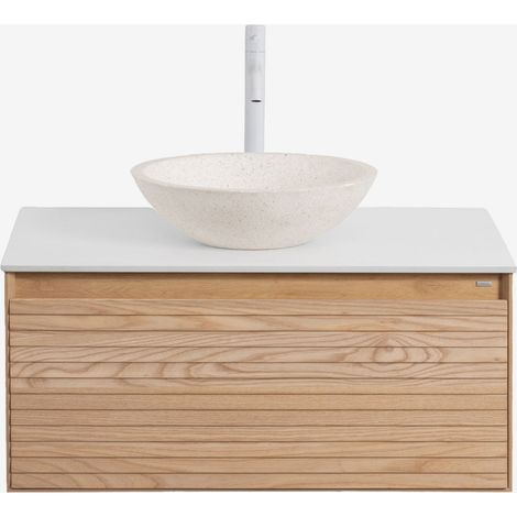 Set di mobili da bagno sospesi 80x50 cm in legno di frassino Tedrik SKLUM (1/5)