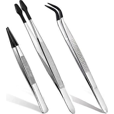 Set mit 3 Pinzetten mit Gummispitzen, 15 cm lange gerade flache Pinzette (1/5)