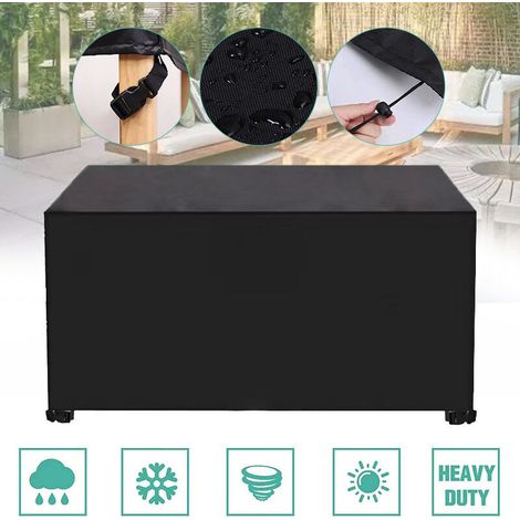 Housse de protection imperméable pour meubles de jardin, fabriquée en tissu Oxford 420D très résistant, résistante au froid et au vent, avec corde noire. (1/5)