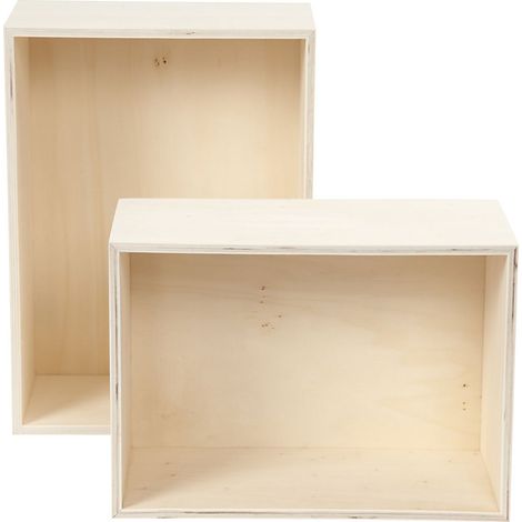 Scatole portaoggetti, rettangolari, H: 27+31 cm, W: 19,5+22,5 cm, compensato, 2 pezzi, profondità 12,5 cm (1/3)