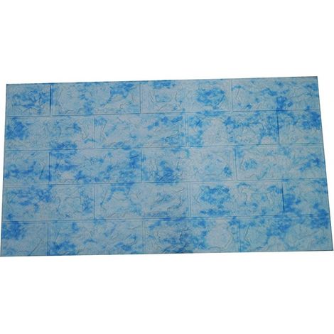 TrAdE Shop Traesio - Pannello 77x70cm Mattoni Azzurro Carta Parati Pvc Mattoncini 3d Adesiva Muro -