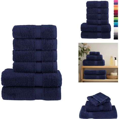 6 tlg. Premium-Handtuch-Set SOLUND Marineblau 600 g/m² - Baumwolle - Handtücher - Badetücher - Duschtücher - Marineblau (1/5)