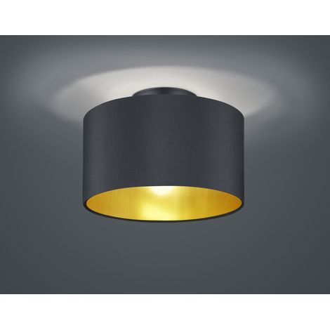 Hostel Deckenleuchte Schwarz-Gold Metall H160 cm Ø30 cm Trio Lighting