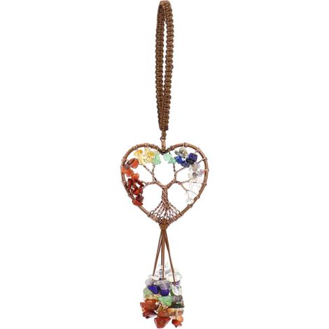 Cristaux de guérison des 7 chakras, décoration en pierres, ornements suspendus en cristal, accessoires à suspendre pour rétroviseur de voiture, décoration murale pour chambre à coucher (femmes et homm (1/5)