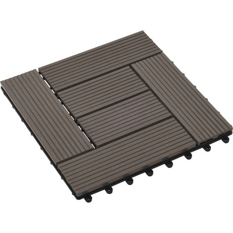 Terrassenfliese 11 pcs Dunkelbraun 30 x 30 cm WPC vidaXL