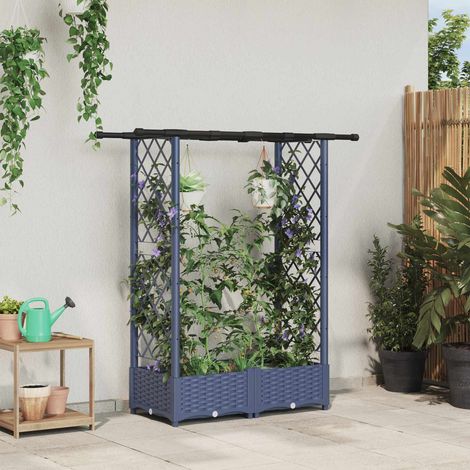 Teenpull – Hochbeet mit Rankgitter und Dach Grau 122,5 x 40 x 121 cm PP (1/5)