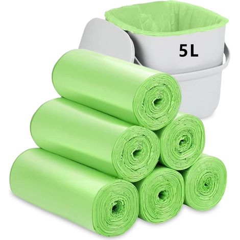 120 Trash Bags, 5L Garbage Bags, 2.6 Gallon Compostable Trash Bags, Kitchen Trash Bags, Strong, Leakproof, for Food, Household, Office, Home - 40 45 CM (1/5)