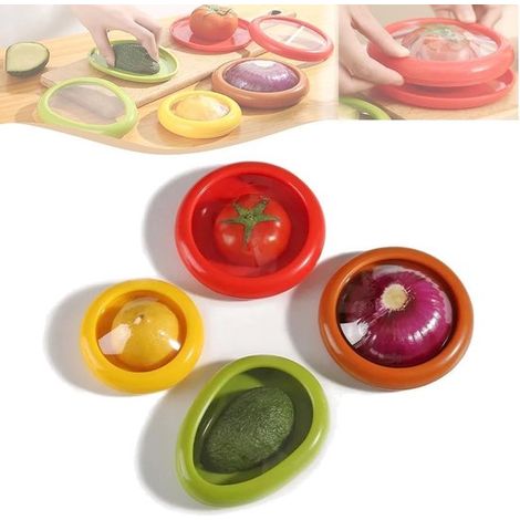 4 x Cajas para almacenar fruta，Contenedor para almacenar fruta，Cajas para conservar la frescura con tapa elástica，Caja para almacenar alimentos (1/5)