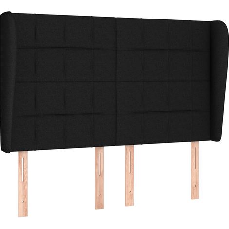 Testiera Testata del letto ad Orecchio Nera 147 x 23 x 118/128 cm in Tessuto (1/4)