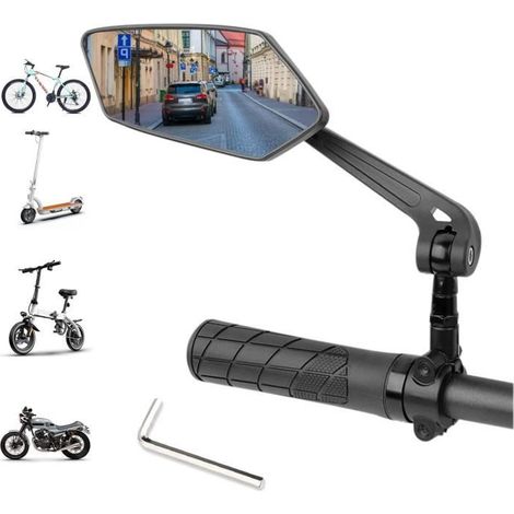 Rétroviseur de vélo WOVTE Grande surface de miroir résistant aux chocs pour guidon avec tous les modèles gauche (1/4)