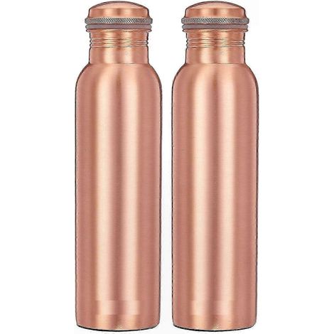Auslaufsichere, rostfreie 950-ml-Flaschen aus reinem Kupfer, 2er-Set, matte Oberfläche, für Büro und Zuhause (1/4)