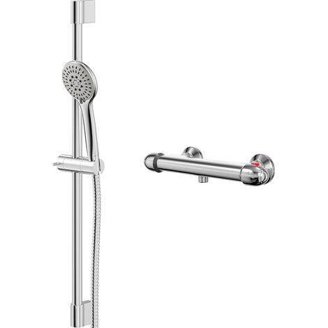 Wholesale Domestic Bullet Polished Chrome Thermostatic Bar Valve Mixer Shower with Avon Shower Slide Rail Kit (1/5)