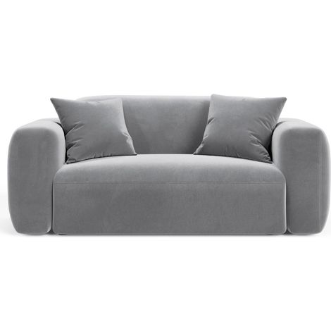 Canapé modulable 2 places en velours gris (1/4)
