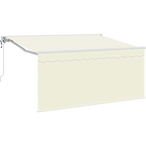 Store banne rétractable, beige, 300 x 200 cm, en polyester et aluminium. (1/5)