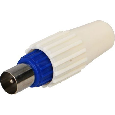 Fiche mâle TV coaxiale Ø 9.52 mm bleue - EVICOM