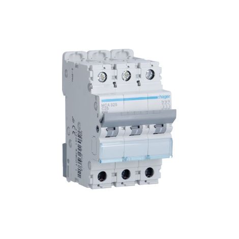 Hager MCA325 Circuit breaker 3P 25A curve C 6/10kA
