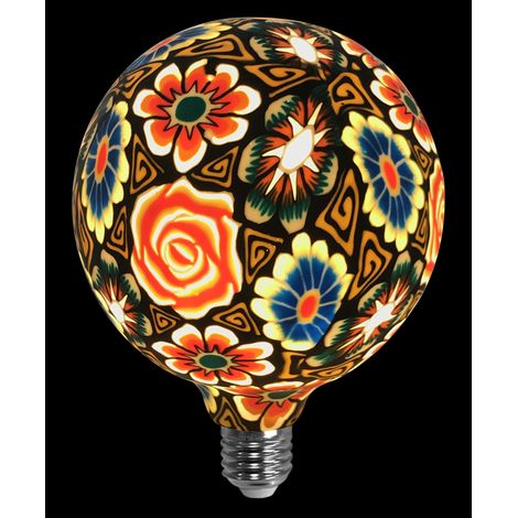 Bombilla Decorativa LED E27 4w 3000k Globo Silicona Flores y Hojas Verdes (1/2)