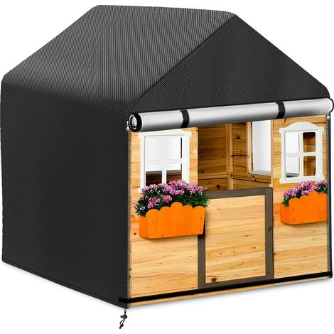 Housse Cabane Jardin Enfant Imperméables,(145×145×160cm)Couverture de Protection Maison Enfant Coupe Vent,Bache Cabane de Jardin pour Enfant avec Cordon et Fermeture éclair,420D (Noir) (1/5)