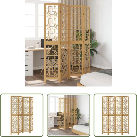 Wohnzimmer - 4-tlg. Raumteiler Braun Massivholz Paulownia (1/5)