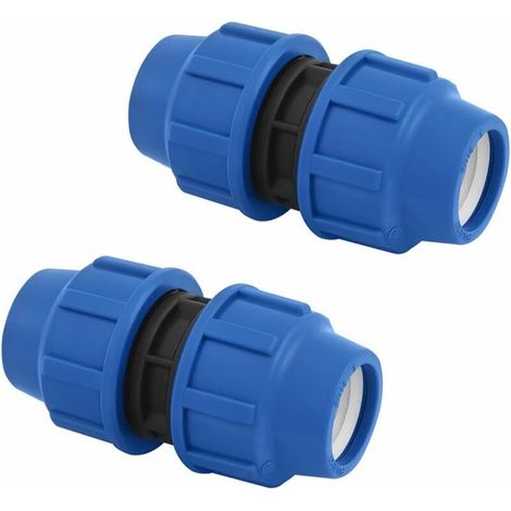Connecteur pour tuyaux MDPE PP 25mm x 25 mm égal - Adaptateur pour tuyau d’eau PE de compression – Raccords de plomberie PN16 compatible avec tuyaux PE80 et PE100-2 pièces