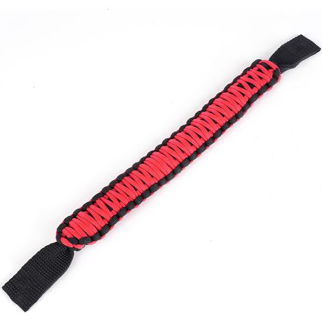 Car modification: rear seat grab handles, paracord braided grips, rear passenger headrest safety armrests, universal model - Red (1/4)