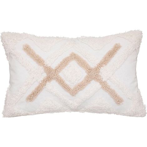 Housse de coussin en Coton Ivoire et Beige Lin tufté 30 x 50 cm - Atmosphera (1/3)