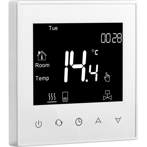 Thermostat de Plancher Chauffant numérique, Thermostat de Chauffage par le Sol, régulateur de température, régulateur programmable 5 + 2/6 + 1/7 3A, Verre trempé (1/5)
