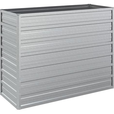 Macetero bancal elevado plantas flores terraza jardín jardín 100 x 40 x 77 cm acero galvanizado plateado Plata 020039301
