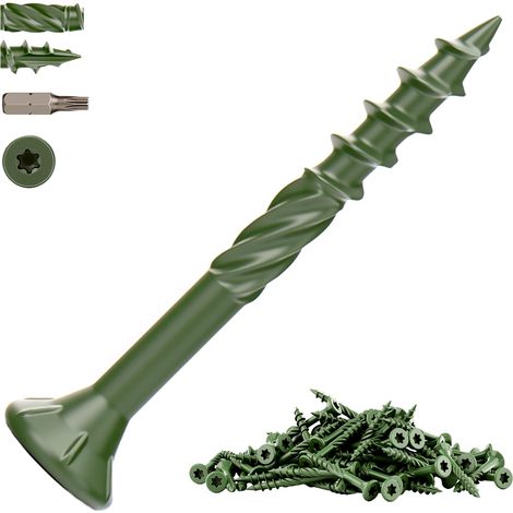 100 Pcs 4.2 x 38mm Vis de Terrasse Vertes Vis à Bois (1/5)