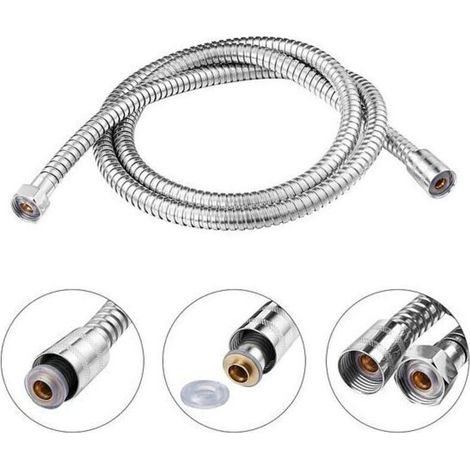 Flexible de douche Chrome - Tuyau de douche 1.5m - Anti-torsion Acier inoxydable Anti-rouille - Universel Diametre G1/2 (1/4)