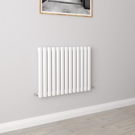 AICA Oval Column Designer Radiator Central Heating Horizontal 600x767mm Single White