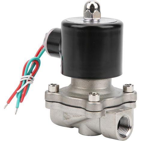 Électrovanne 3/8 pouce, à action directe, normalement fermée, en acier inoxydable, adaptée à l'eau, à l'air et à l'huile, 220 V CA.