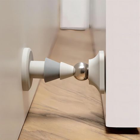 Arret Porte Magnetique Butée de Porte Sans Percer Stop Porte Magnetique sol Silencieux et Sans Coup de Poing (Gris) (1/5)