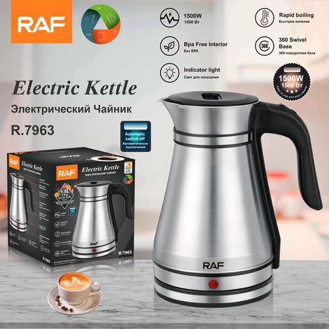 Bouilloire électrique aux normes européennes, bouilloire domestique, arrêt automatique, protection anti-surchauffe, bouilloire en acier inoxydable de qualité alimentaire (1/5)