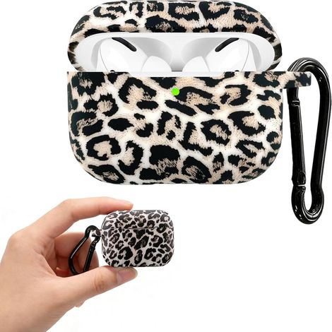 AirPods Pro/Pro 2 Case with Keychain, Silicone Case for Apple AirPods Pro 2nd/1st Generation, Leopard Print, Stylish Design for Girls and Women (1/5)