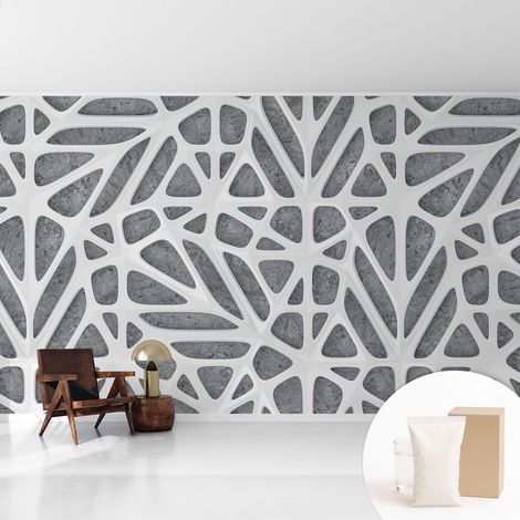 Tapete Vliestapete mit Kleber modern - Wanddeko für Küche - Klebefolie Wand - luxus Look Geometrisches Netz 416x254 cm (1/5)