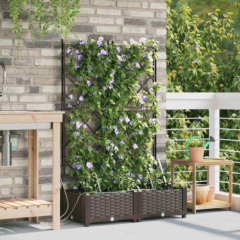 Teenpull – Garten-Pflanzgefäß 2 Stk. Braun 80 x 40 x 126 cm PP (1/5)