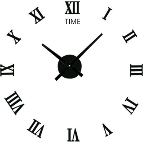 Moderne, geräuschlose 3D-Wanduhr aus schwarzem Acryl, selbstklebend, für Wohnzimmer und Zuhause (1/5)